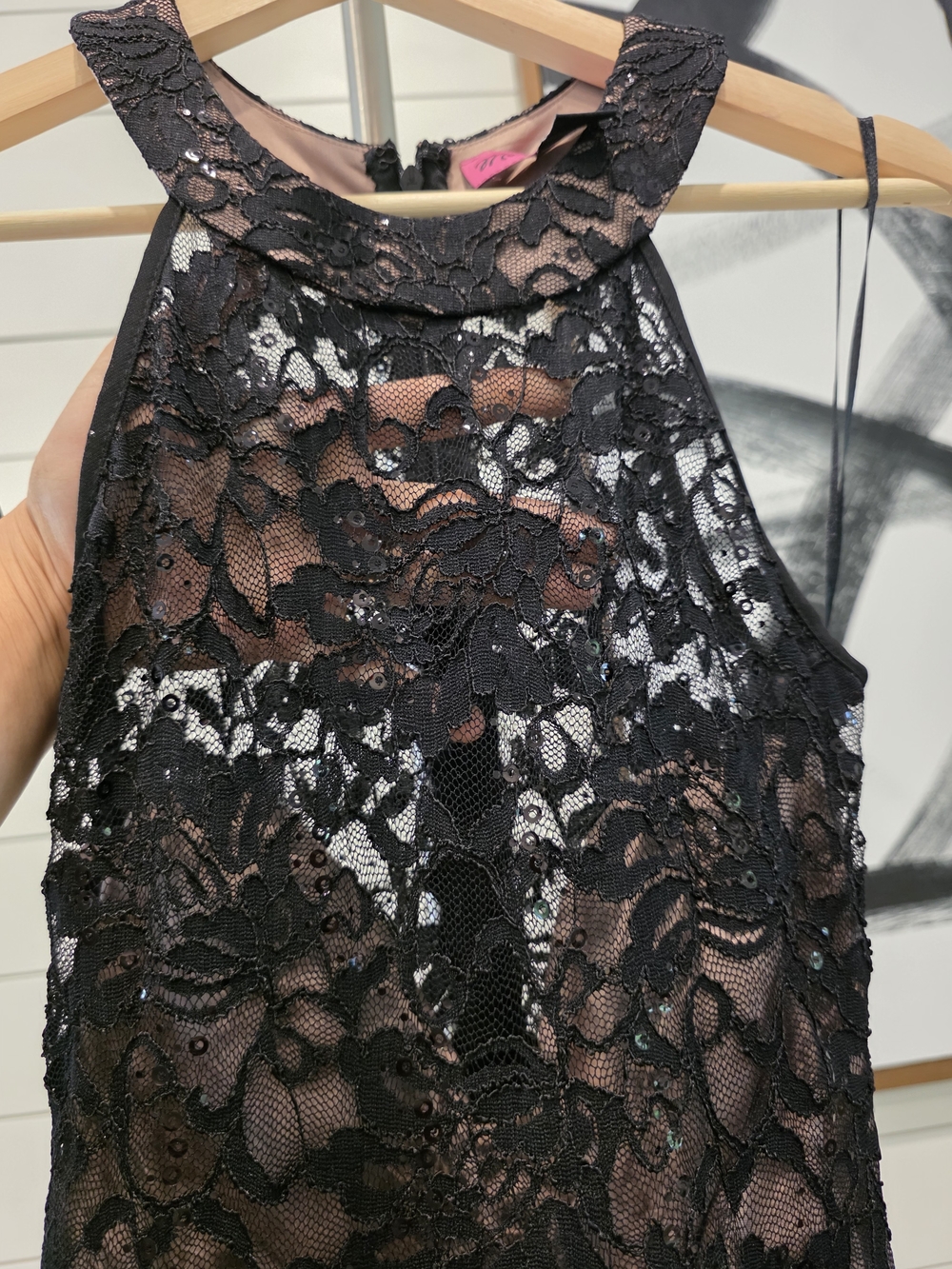 Black Lace Bodice Maxi Dress - Picture 3 of 9